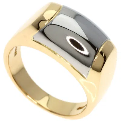 Pre-owned Bvlgari Stainless Steel Yellow Gold (18k) Band Ring () In Multi