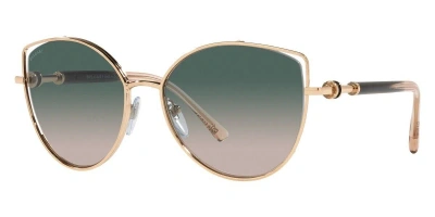 Pre-owned Bvlgari Sunglasses Bv6168 20142c Pink Gold Frame W/ Light Brown Gradient Green
