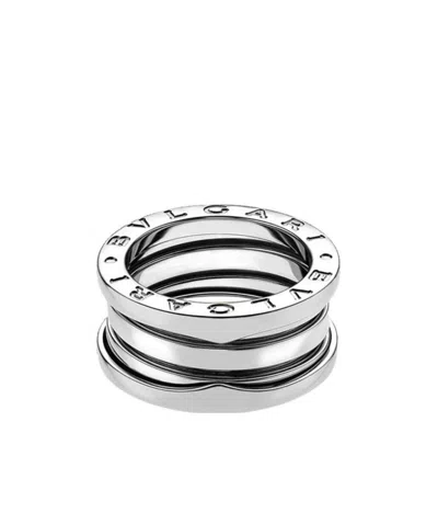 Bvlgari Three Rows Of Rings With Logos In White Gold