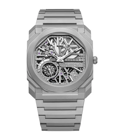 Bvlgari Titanium Octo Finissimo Skeleton 8 Days Watch In Black