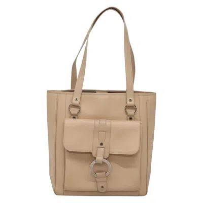 Pre-owned Bvlgari Tote Bag Leather Beige Leather Tote Bag Bag () In Sand