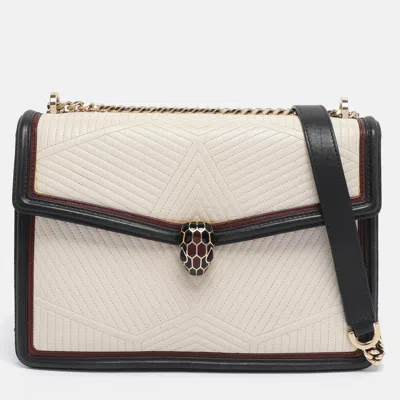 Pre-owned Bvlgari Tricolor Leather Serpenti Diamond Blast Shoulder Bag In Multi