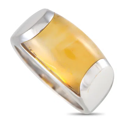 Bvlgari Tronchetto 18k White Gold Citrine Ring Bv22-051524