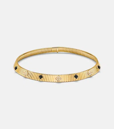 Bvlgari Tubogas 18kt Gold Necklace With Diamonds And Onyx