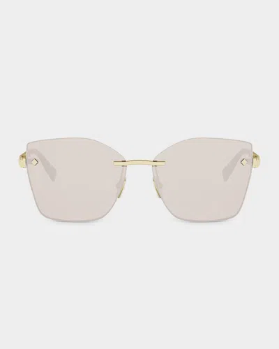 Bvlgari Tubogas 59mm Metal Square Sunglasses In Shiny Gold