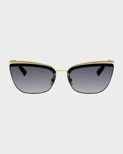 Bvlgari Tubogas 61mm Cat-eye Sunglasses In Gold/grey