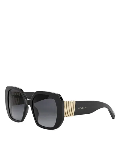 BVLGARI TUBOGAS BLACK GEOMETRIC SUNGLASSES, 54MM