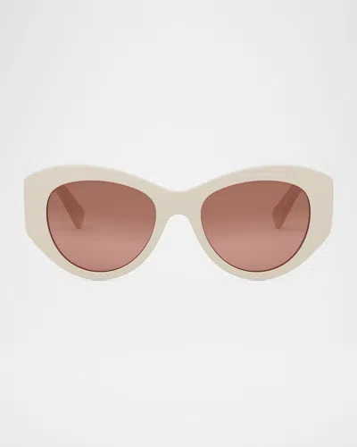 Bvlgari Tubogas Oval Sunglasses, 52mm In Ivory/brown