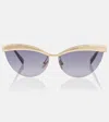 Bvlgari Tubogas Cat-eye Sunglasses In Gold