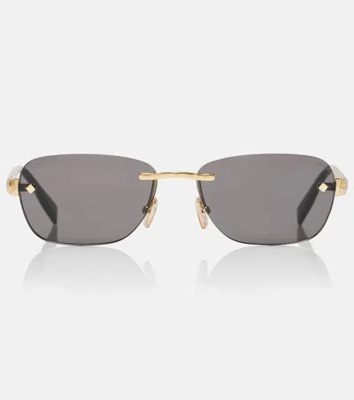 Bvlgari Tubogas Rectangular Sunglasses In Gold