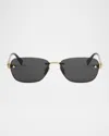 Bvlgari Tubogas Rimless Metal Rectangular Sunglasses