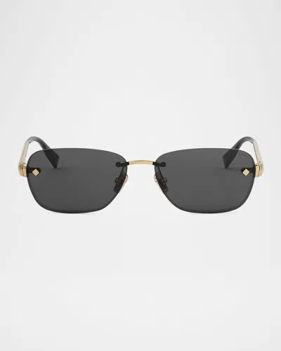 Bvlgari Tubogas Rimless Metal Rectangular Sunglasses
