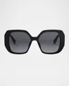 Bvlgari Tubogas Square Acetate Sunglasses In Shiny Blackgradient Smoke
