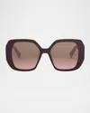 Bvlgari Tubogas Square Acetate Sunglasses In Shiny Violet Gradient Brown