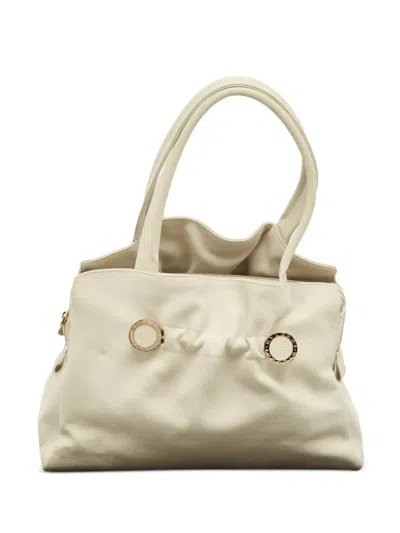 Pre-owned Bvlgari Twist Leather Tote Bag In Neutral