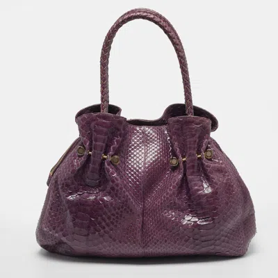 Pre-owned Bvlgari Twistino Tina Purple Python Tote