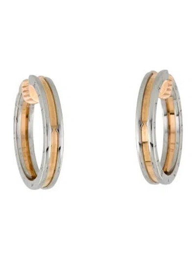 Pre-owned Bvlgari Two-tone B.zero1 Hoop Earrings In Multi