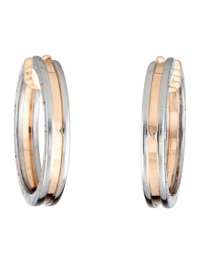 Pre-owned Bvlgari Two-tone B.zero1 Hoop Earrings In Multicolor