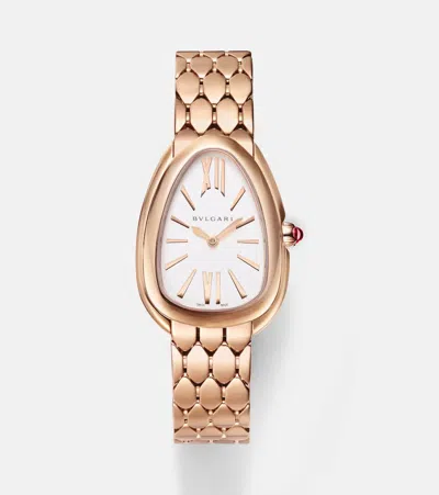 Bvlgari Serpenti Seduttori 33mm Rose Gold Watch With Rubellite And Quartz In Pink