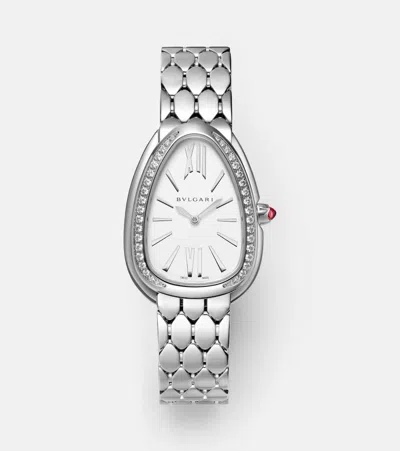 Bvlgari Uhr Serpenti Seduttori Mit Diamanten Und Rubellit In Silber