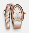 Bvlgari Serpenti Tubogas 35mm 18kt Rose Gold And Stainless Steel Watch With Rubellite In Silber