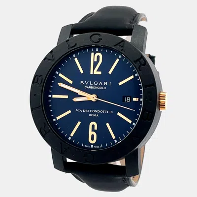 Pre-owned Bvlgari Via Dei Condotti Bb40cl Automatic Carbon Men's Wristwatch 40 Mm In Blue