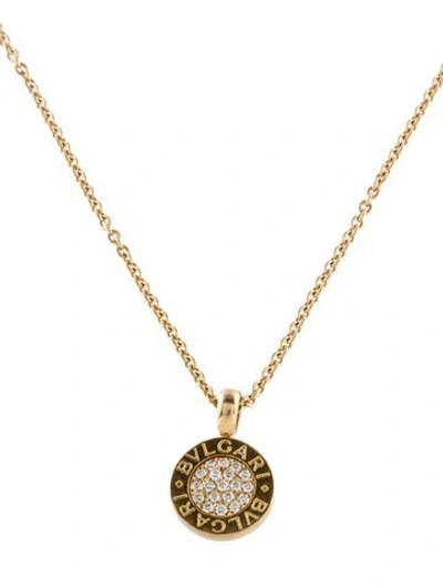 Pre-owned Bvlgari Vintage 18k Diamond   Circle Pendant Necklace, 16" In Multi