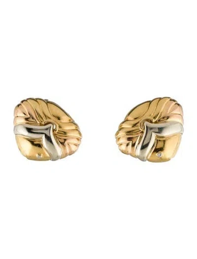Pre-owned Bvlgari Vintage 18k Diamond Naturalia Clip-on Earrings In Multi