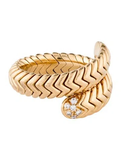 Pre-owned Bvlgari Vintage 18k Diamond Spiga Coil Ring In Multi