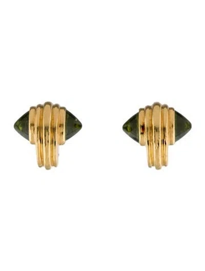 Pre-owned Bvlgari Vintage 18k Peridot Clip-on Earrings In Multi