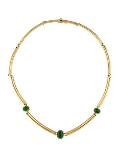Pre-owned Bvlgari Vintage Carlo Weingrill 18k Tsavorite Garnet Collar Necklace, 14" In Multi