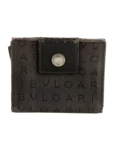 Pre-owned Bvlgari Vintage Jacquard French Purse In Black