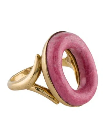 Pre-owned Bvlgari Vintage Rhodochrosite Cocktail Ring In Pink