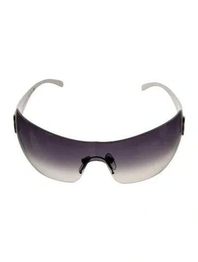 Pre-owned Bvlgari Vintage Shield Sunglasses In White