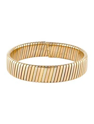 Pre-owned Bvlgari Vintage Tri-color Tubogas Bracelet, 7.5" In Multi