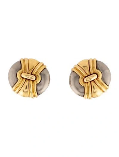 Pre-owned Bvlgari Vintage Two-tone Clip-on Earrings In Multicolor