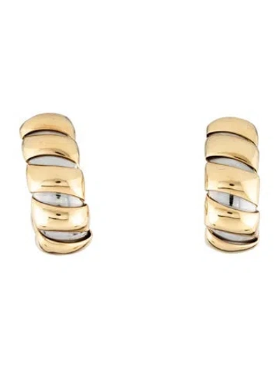 Pre-owned Bvlgari Vintage Two-tone Tubogas Clip-on Earrings In Multi