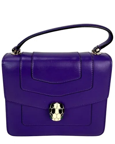 Bvlgari Violet Leather Serpenti Forever Purple Top Handle Crossbody (authentic Pre-loved)