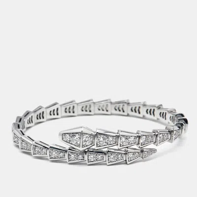 Pre-owned Bvlgari Viper Diamonds 18k White Gold Bracelet S