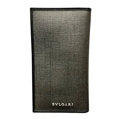 Pre-owned Bvlgari Weekend Gray Pvc Leather Long Wallet (bi-fold) ()