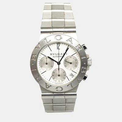 Pre-owned Bvlgari White Automatic Stainless Steel Diagono Watch