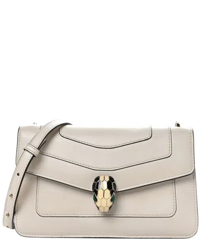 Bvlgari White Calfskin Leather Serpenti Forever Crossbody (authentic Pre-loved)