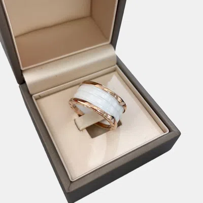 Pre-owned Bvlgari White Ceremics Spring Ring Size 50