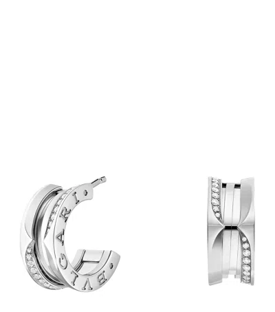 Bvlgari White Gold And Diamond B. Zero1 Earrings In Metallic