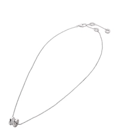 Bvlgari White Gold And Diamond B. Zero1 Necklace In Metallic