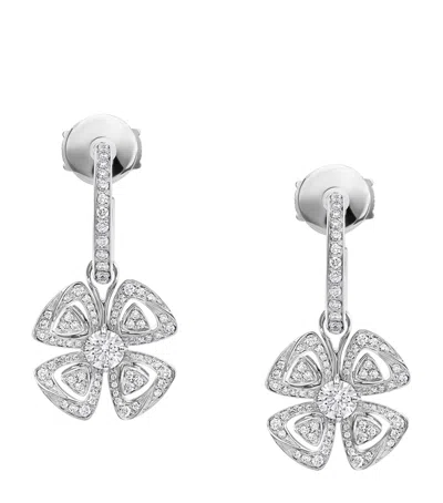 Bvlgari White Gold And Diamond Fiorever Hoop Earrings In Metallic