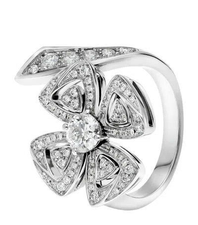 Bvlgari Womens Silver Fiorever 18ct White-gold And 0.67ct Brilliant-cut Diamond Ring