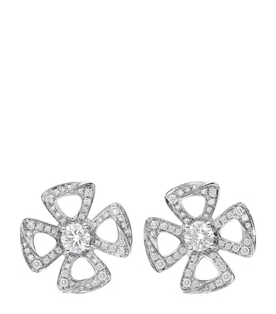 Bvlgari White Gold And Diamond Fiorever Stud Earrings