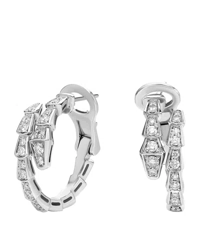 Bvlgari White Gold And Diamond Serpenti Viper Hoop Earrings