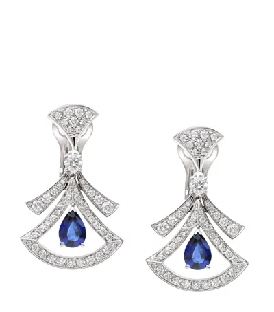 Bvlgari White Gold, Diamond And Sapphire Divas' Dream Openwork Earrings In Neutral